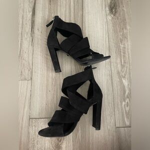 Zara black suede zip up heel